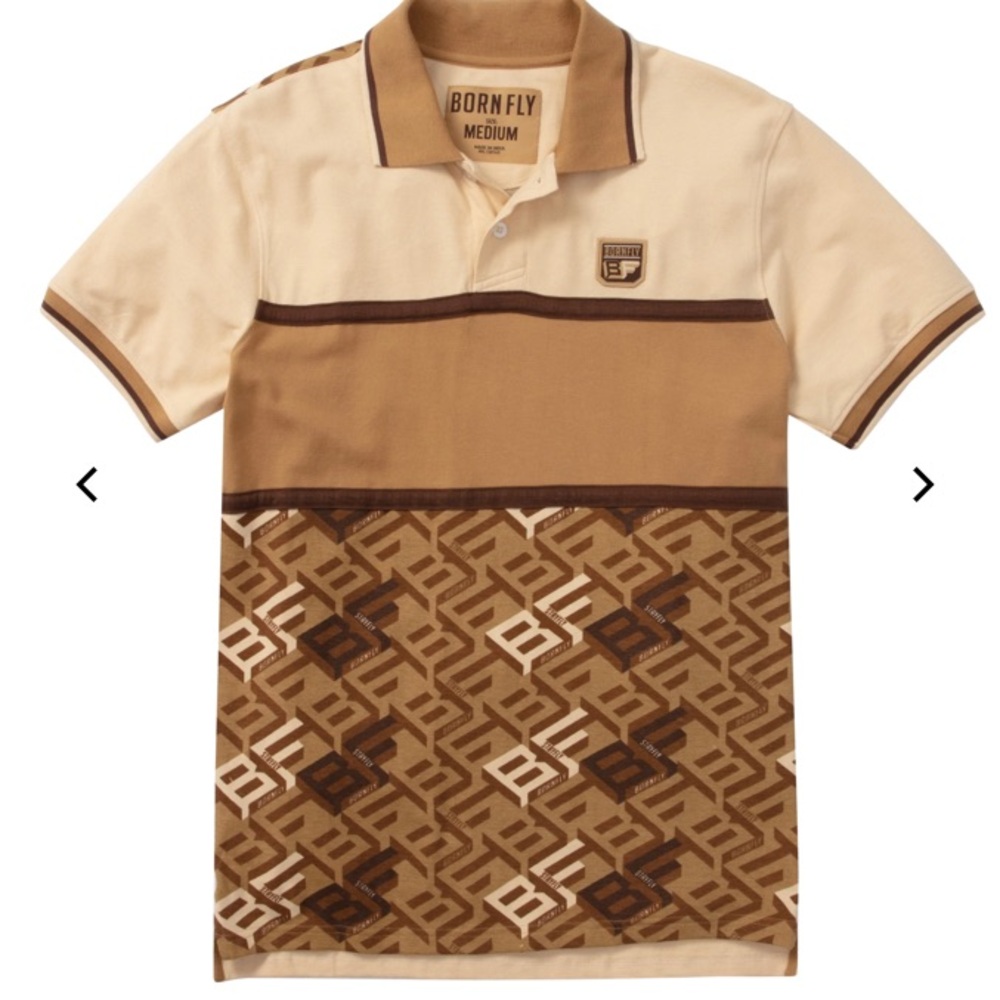 Born Fly Beige and Brown Polo Shirt